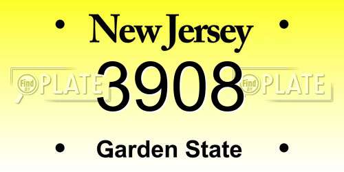 3908 New Jersey License Plate