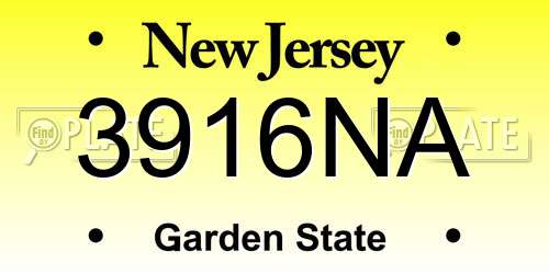 3916NA New Jersey License Plate