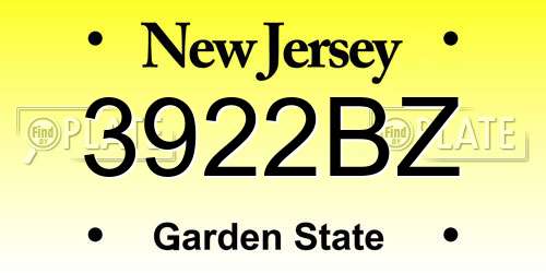3922BZ New Jersey License Plate