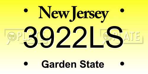 3922LS New Jersey License Plate