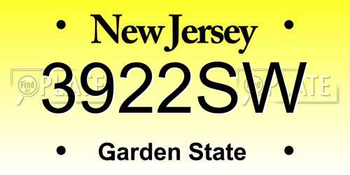 3922SW New Jersey License Plate