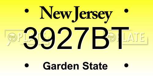 3927BT New Jersey License Plate