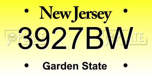 3927BW New Jersey License Plate