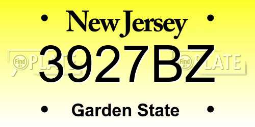 3927BZ New Jersey License Plate