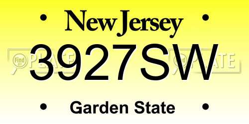 3927SW New Jersey License Plate
