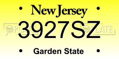 3927SZ New Jersey License Plate
