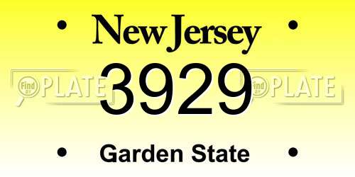 3929 New Jersey License Plate