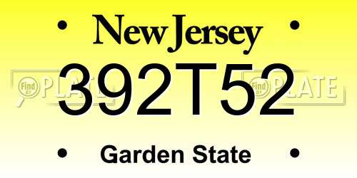 392T52 New Jersey License Plate