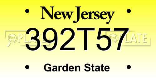 392T57 New Jersey License Plate