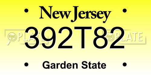 392T82 New Jersey License Plate
