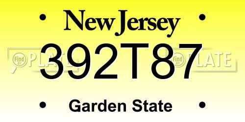 392T87 New Jersey License Plate