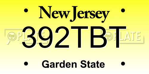 392TBT New Jersey License Plate