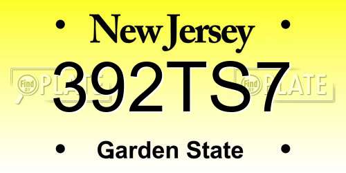 392TS7 New Jersey License Plate