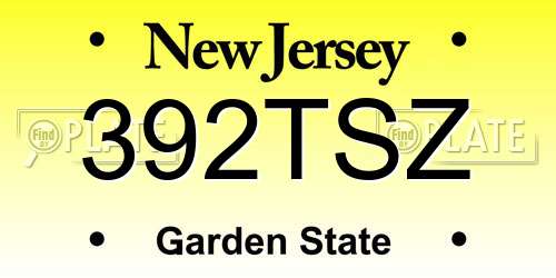 392TSZ New Jersey License Plate