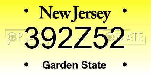 392Z52 New Jersey License Plate