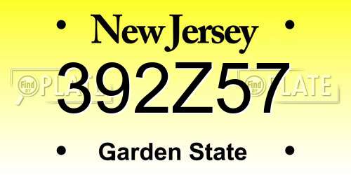 392Z57 New Jersey License Plate