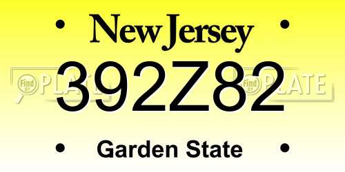 392Z82 New Jersey License Plate