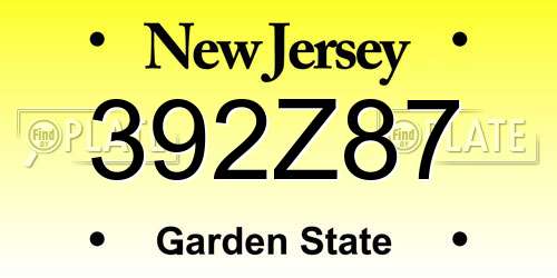 392Z87 New Jersey License Plate