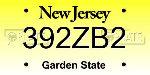 392ZB2 New Jersey License Plate