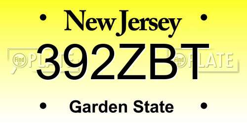 392ZBT New Jersey License Plate