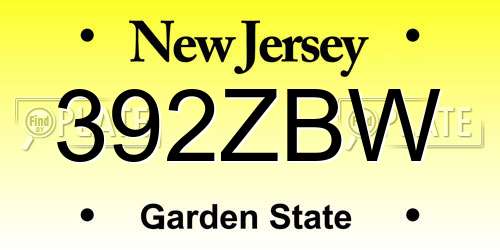 392ZBW New Jersey License Plate