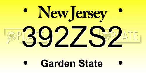 392ZS2 New Jersey License Plate