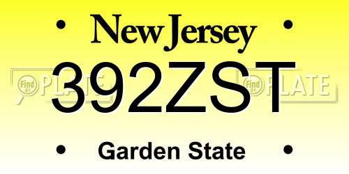 392ZST New Jersey License Plate