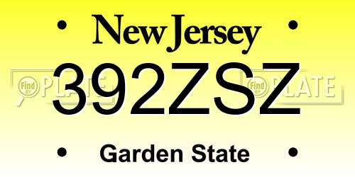 392ZSZ New Jersey License Plate
