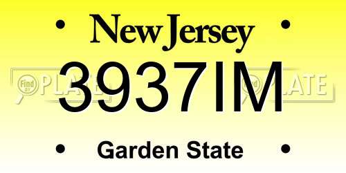 3937IM New Jersey License Plate