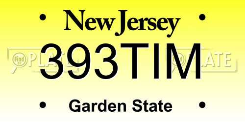 393TIM New Jersey License Plate