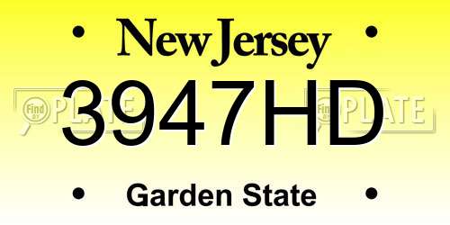 3947HD New Jersey License Plate
