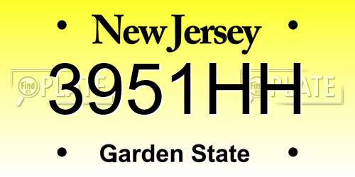 3951HH New Jersey License Plate