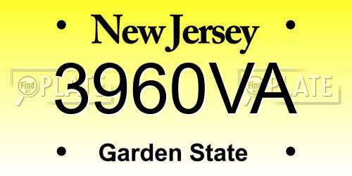 3960VA New Jersey License Plate