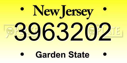 3963202 New Jersey License Plate