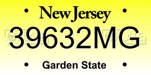 39632MG New Jersey License Plate