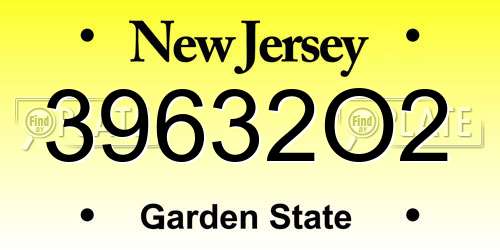 39632O2 New Jersey License Plate