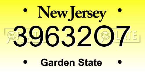 39632O7 New Jersey License Plate