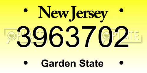 3963702 New Jersey License Plate