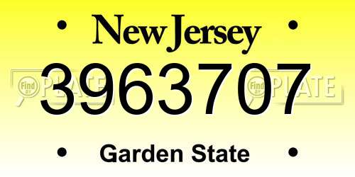 3963707 New Jersey License Plate