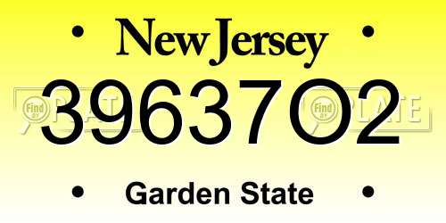 39637O2 New Jersey License Plate