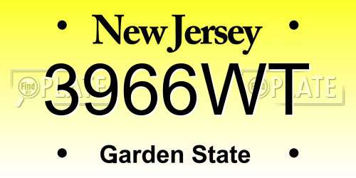 3966WT New Jersey License Plate