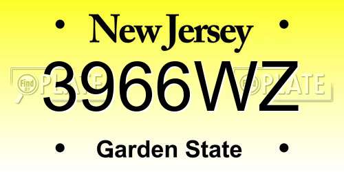 3966WZ New Jersey License Plate