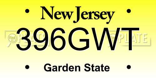 396GWT New Jersey License Plate