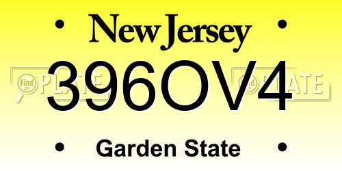 396OV4 New Jersey License Plate