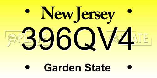 396QV4 New Jersey License Plate