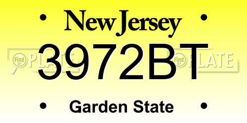 3972BT New Jersey License Plate