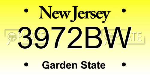 3972BW New Jersey License Plate