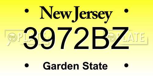 3972BZ New Jersey License Plate
