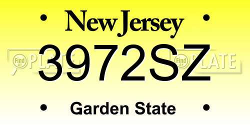 3972SZ New Jersey License Plate