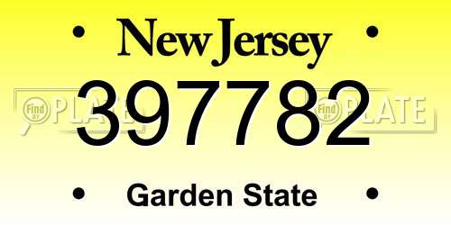 397782 New Jersey License Plate